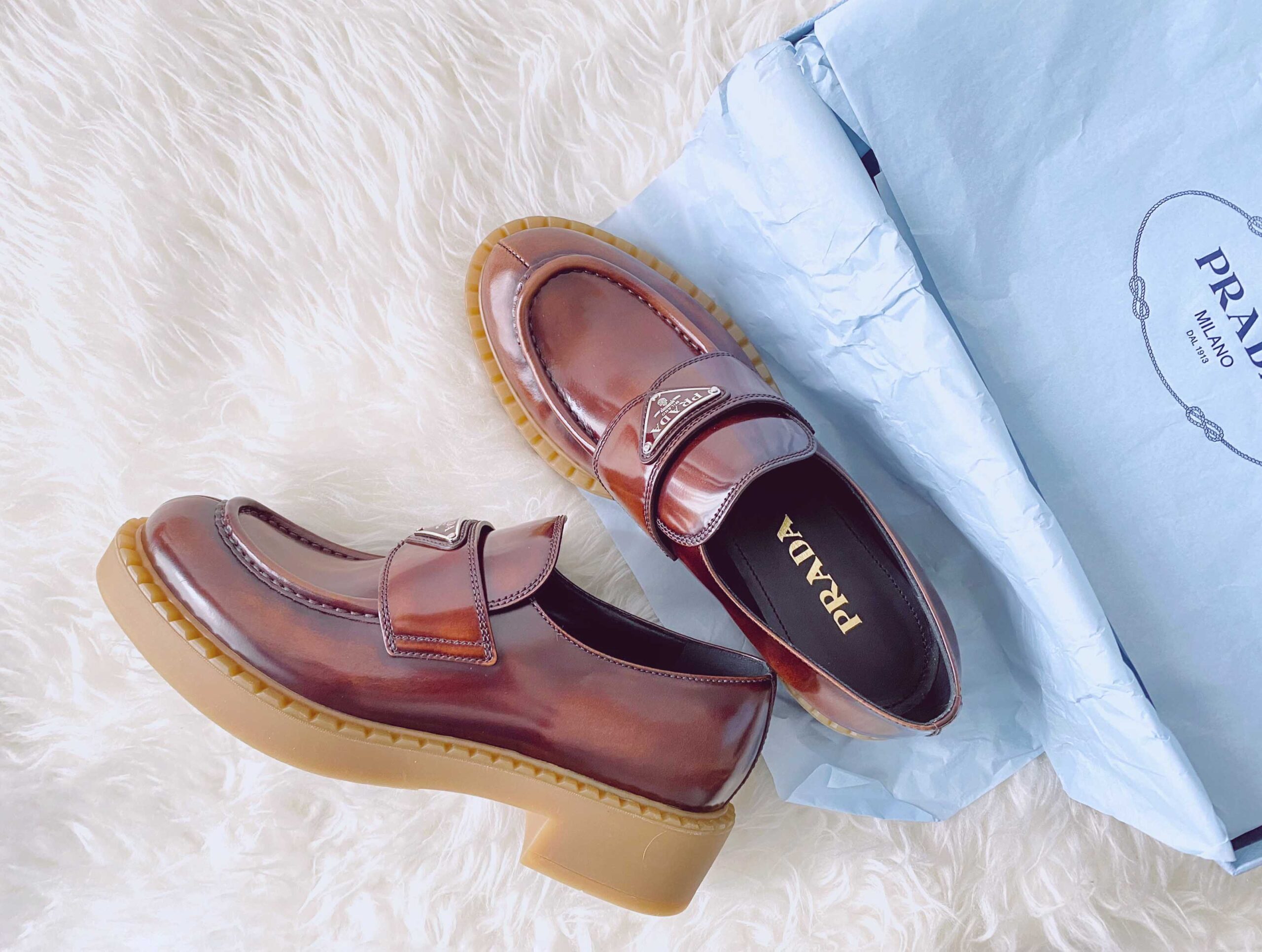 prada brown loafers