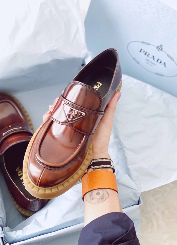 prada brown loafers